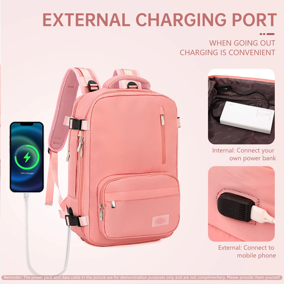 Business Backpack Women's Casual Backpack Men's Large Capacity Computer Bag Waterproof Travel College Student Bag Travel Short D