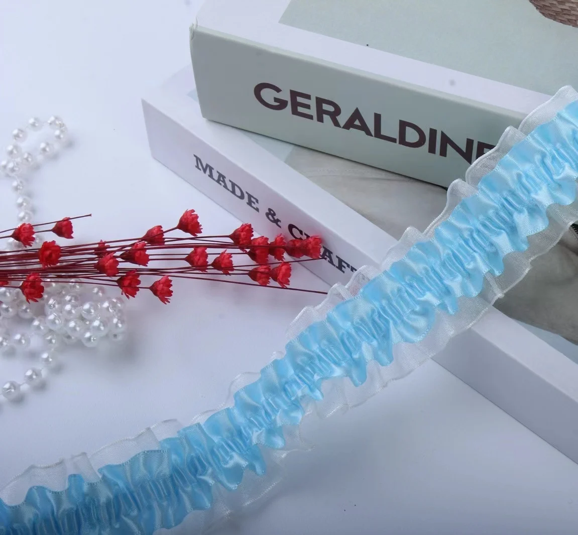 Pleated Tulle Guipure Ribbon Elastic Trim 1Yards 4cm DIY Stretch Lace Fabric Sewing Supplies White Dresses Garment Decoration lace ribbon lace fabric lace sewing accessories lace sewing supplies lace accessories lace garment accessories clothing craft accessories
