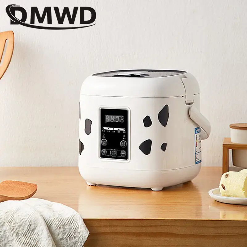DMWD 다기능 전기 밥솥, 요거트 케이크 만드는 기계, 음식 찜기, 자동 24 시간 예약 보온, 2L
