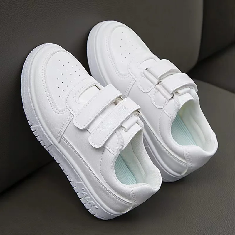 

K52202 solid white boys girls flat boys Fashion shoes euro size 24-35