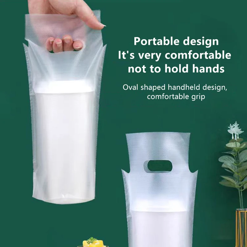 100Pcs Frosted Transparent Disposable Beverage Bags