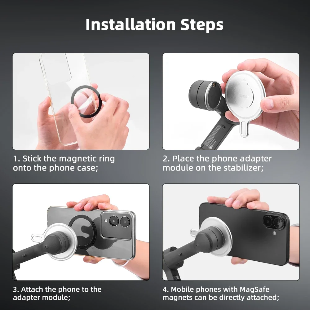 Magsafe Adapter DJI OM 7P/Osmo Mobile 6 Gimbal Stabilizer Magnetic Mount Phone Holder Metal Plate Ring Accessories