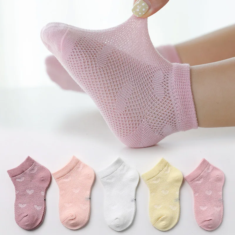 Cartoon Animal Mesh Cotton Socks for Babies and Toddlers - Pack of 5 Pairs