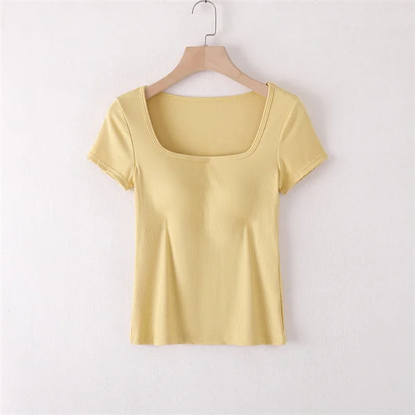 Frau Schlaf hemd neue quadratische Hals Nachtwäsche Tops lässig modale Kurzarm Nachtwäsche T-Shirt Brust polster einteilige Pyjamas – Detail 7