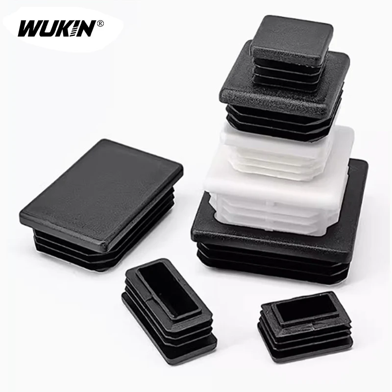 Black/White Plastic pipe inserts Square Steel Tube Pipe Inserts Plug Anti Skid Furniture Protector 2/10Pcs