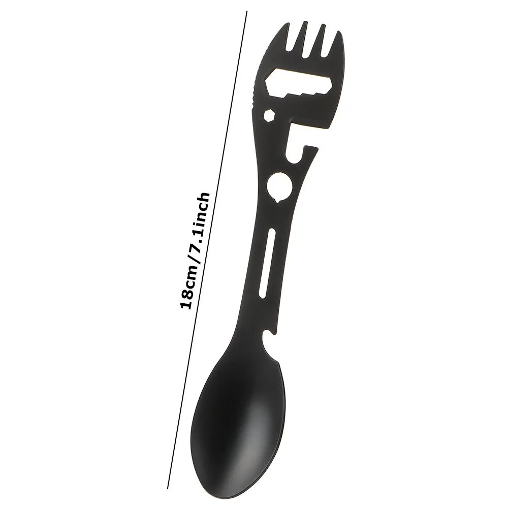 10 in 1 Outdoor Spork Fork Spoon Stainless Steel Wrench Camping Survival Tool Whistle Multi-function Multifunctional Spork camping multi tool