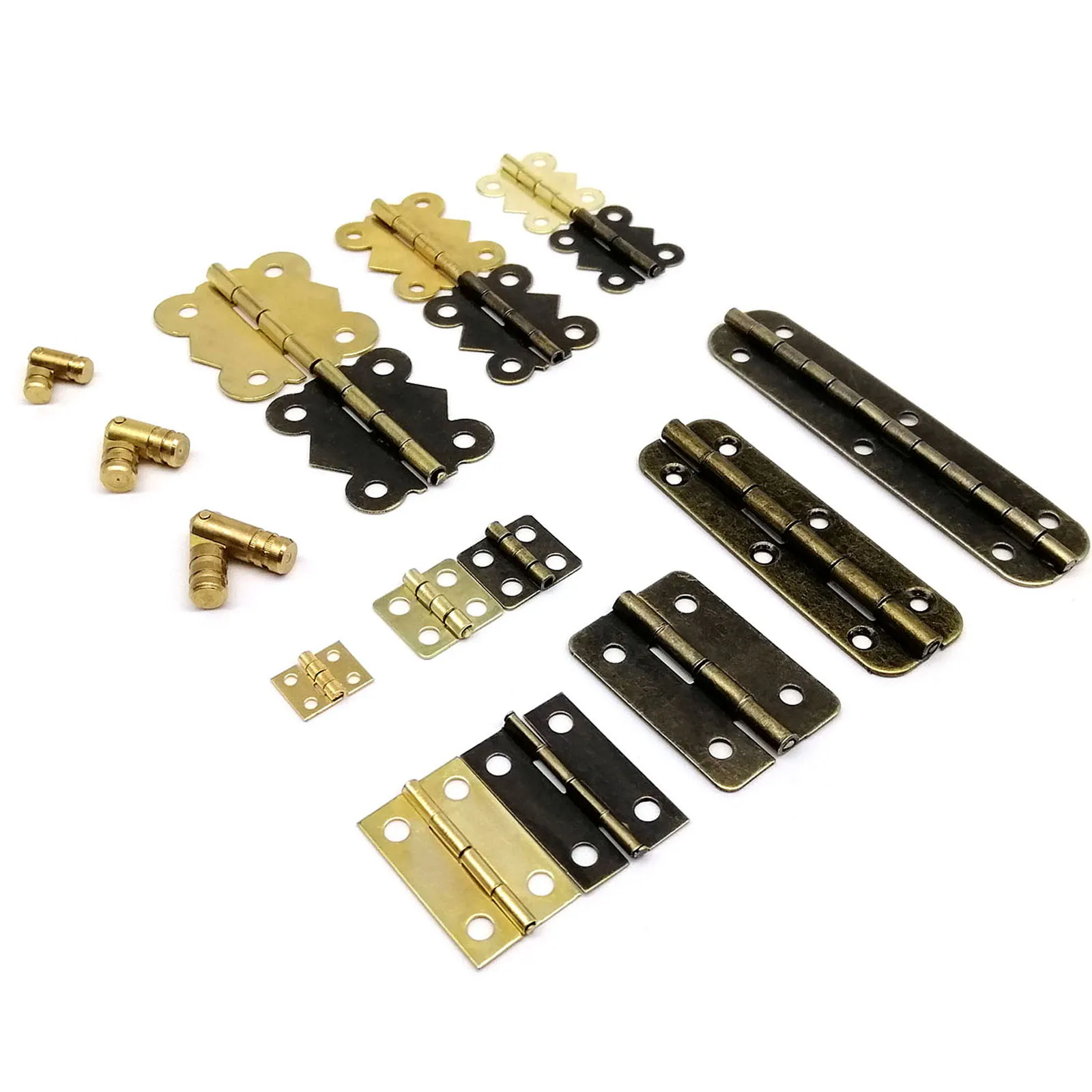 12pcs Mini Small Long Flat Jewelry Chest Gift Wine Music Wooden Box Case Furniture Dollhouse Cabinet Hinge cabinet hinge with Screw Nail