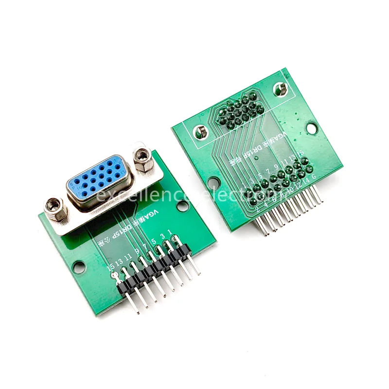 1PCS 수직 DR15(고정 나사 포함) 2.54mm 인터페이스 테스트 보드 D-sub VGA Male/ Female 소켓 PCB 변환 보드