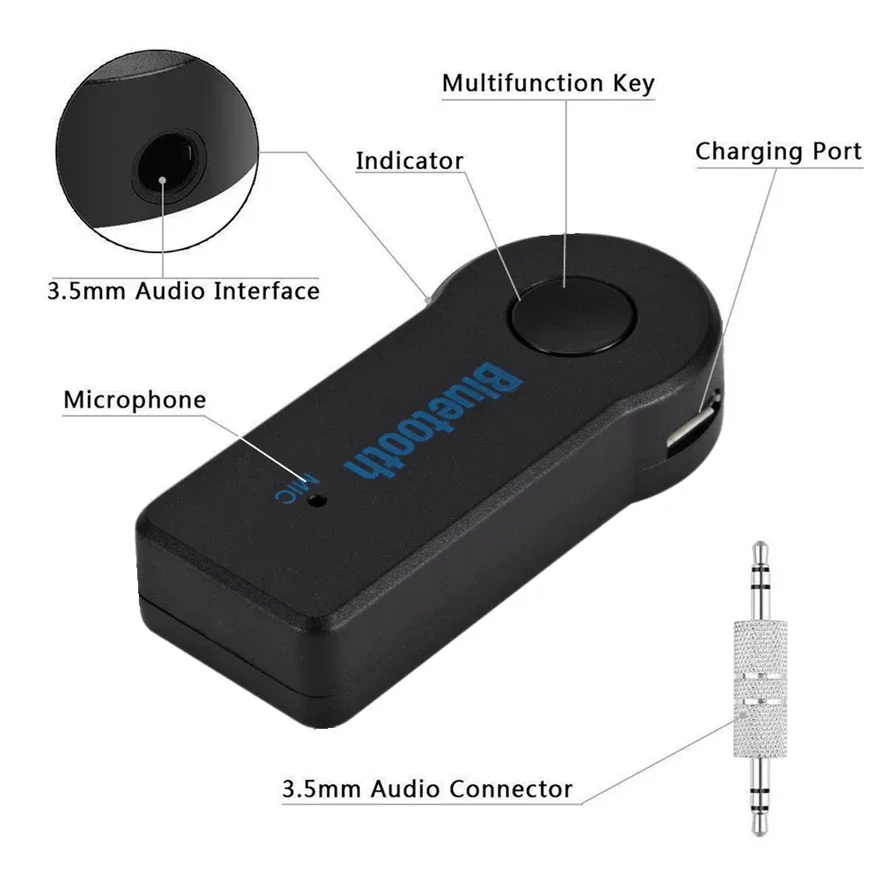 Wireless Bluetooth 5.0 Receiver Adapter 3.5mm Jack For Car Music Audio Aux A2dp Headphone Reciever Handsfree