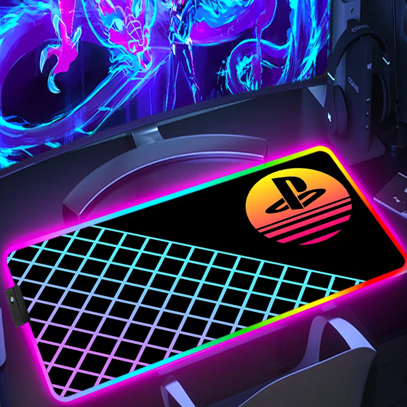 RGB Mouse Pad PlayStationes Anime Mats Computer Accessories Desk Mat Game Mousepad Xxl Office Gaming Gamer Deskmat Large Desktop