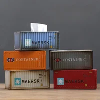 Retro Industrial Style Container Tissue Box Home Living Room Iron Creative Desktop Decoration Restaurant Paper Box Decoration 1
