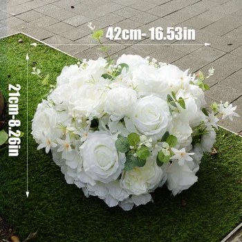 30/40cm White Baby Breath Rose green leaf Artificial Flower Ball Wedding Table Centerpiece Deco Floral Event Party Prop 6