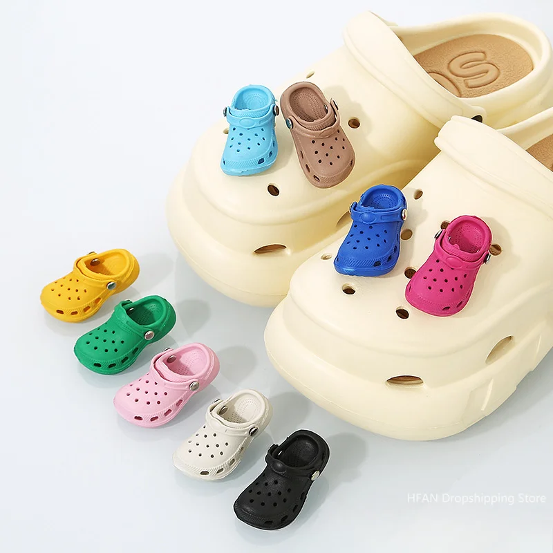 Cute 3D Mini Shoes Shape PVC Shoe Charms for Clogs Accessories Women Beach Sandals Buckle Kids Shoe Pins DIY Decorations