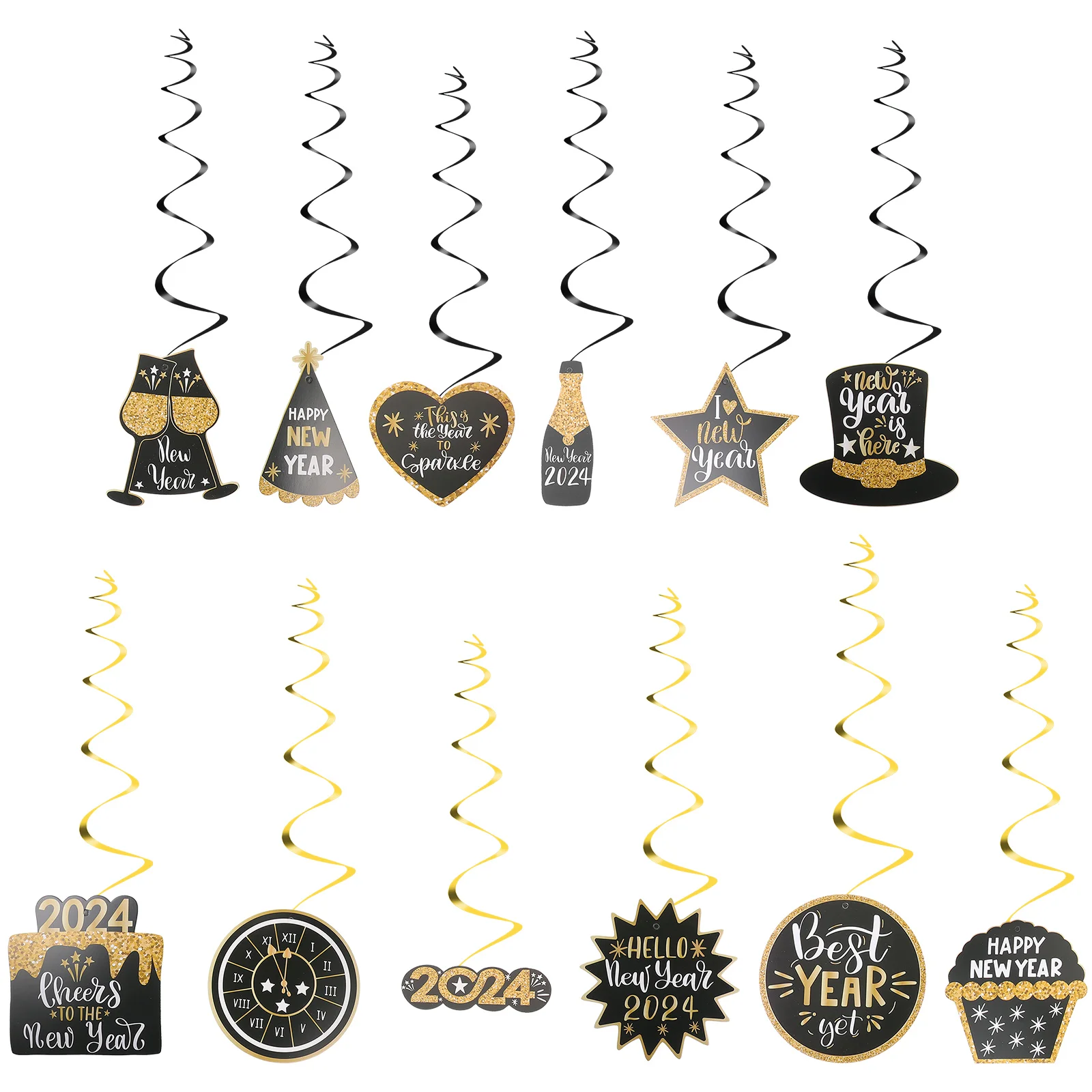 

2024 New Year Pendant Spiral Festive Ornament Hanging Decor Decorative Party Paper Locket