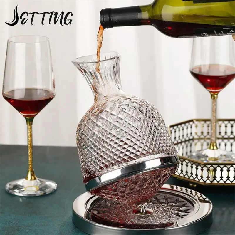 

Высококачественный хрустальный стакан с поворотом на 360 градусов, 1500 мл, декантер, диспенсер для вина, аэратор, зеркальный кувшин, украшение для подарка и бара