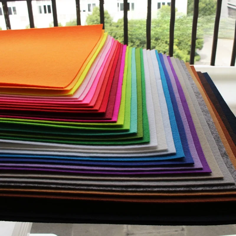 Colorful Nonwoven Fabric Felt Squares (2mm, 50x50cm) for DIY Crafts and Handmade Projects, 18 Vibrant Colors