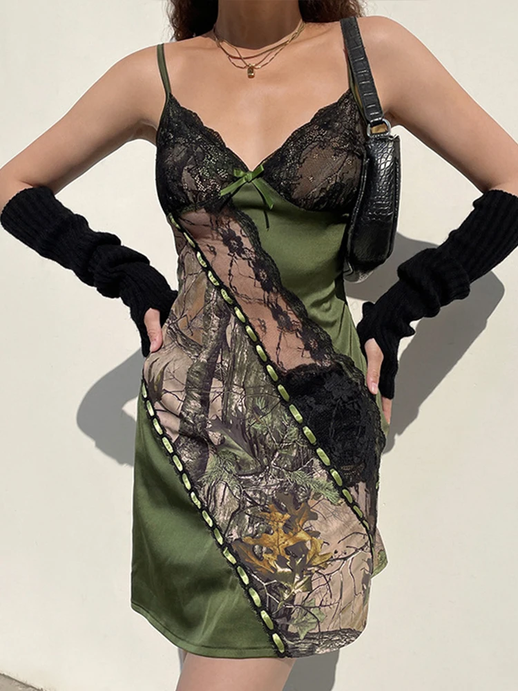 

Женское винтажное платье Y2k, летние сексуальные короткие платья, женское эстетичное кружевное платье в готическом стиле на бретелях-спагетти