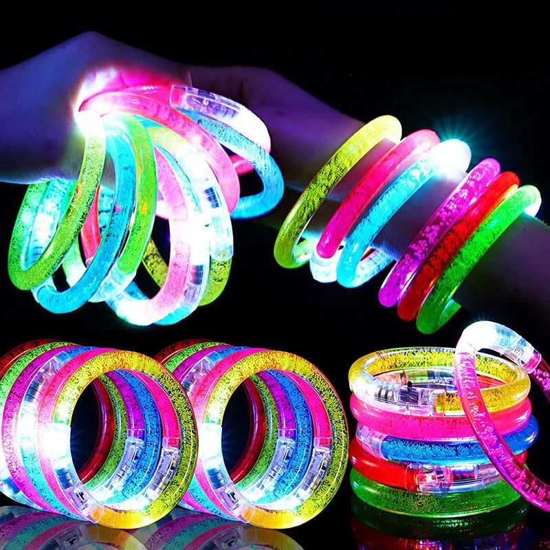 LED Light Up Bracelets Neon Glowing Bangle Luminous Wristbands Glow in The Dark Party Supplies for Kids Adults 15/30 Pcs glow in the dark bracelet