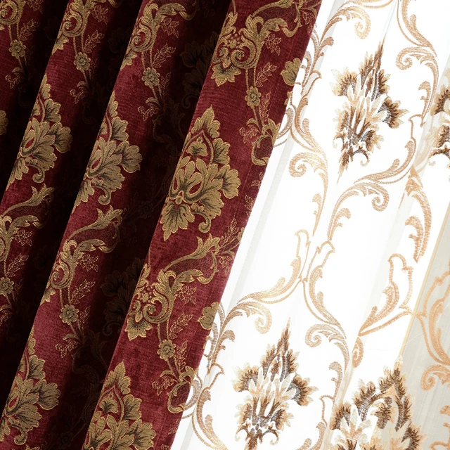 Red And Gold Damask Curtains