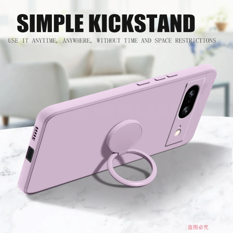 Premium Silicone Case for Google Pixel 8 with Finger Ring Stand and Camera Lens Protection