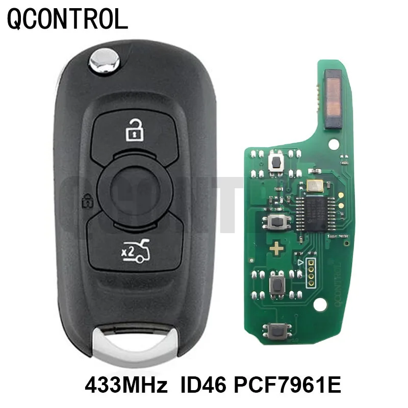 

QCONTROL 3 Buttons Flip Remote Car Key 433MHz For Opel Vauxhall Astra K 2015-2017 ID46 PCF7961 chi.p