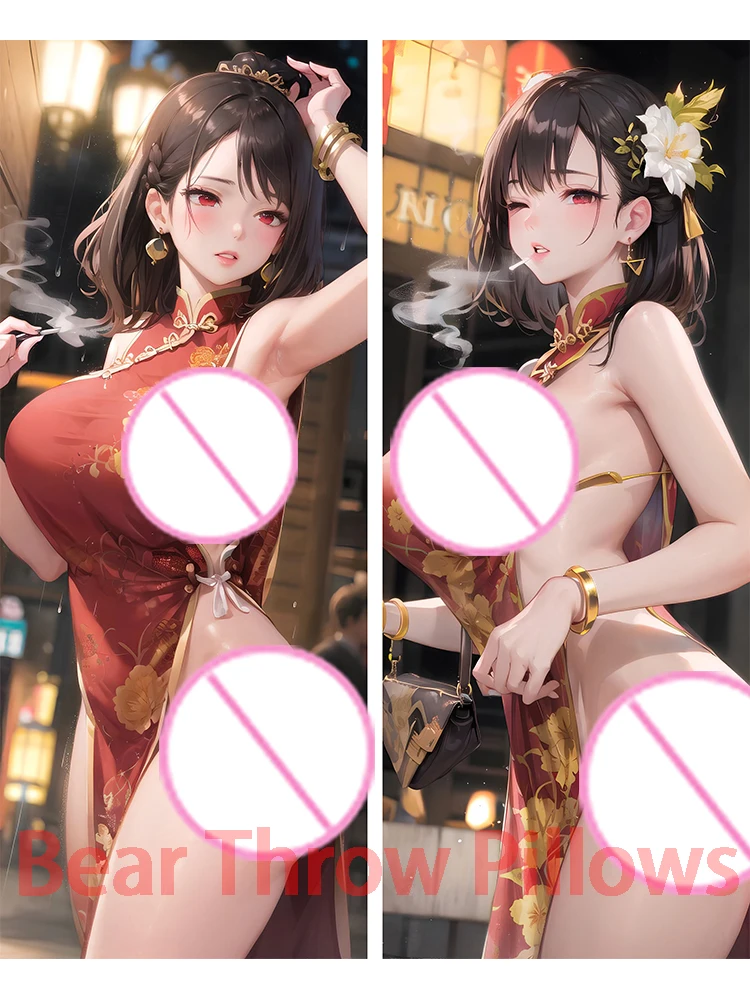 

Dakimakura anime Cheongsam AI Illustrations Large Breasts Double-sided Print Life-size body pillows cover Christmas Decoration