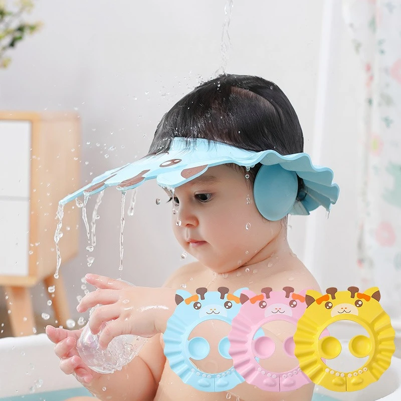 Baby Hair Wash Hat Shower Soft Cap Adjustable for Kids Ear Protection Safe Children Shampoo Bathing Shower Protect Head Cover