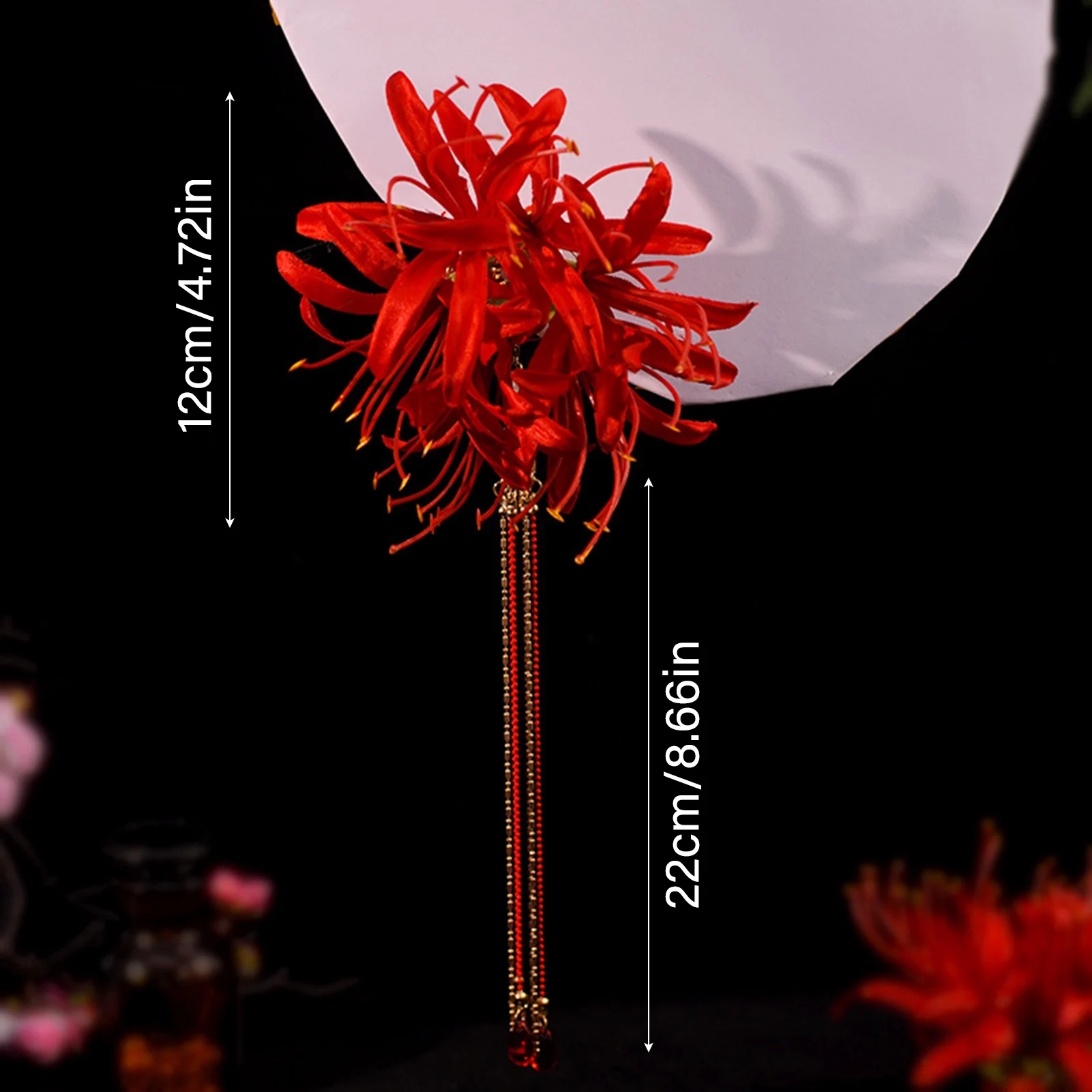 Rote Magische Lilien-Haarspange mit Seidenblumen-Quaste – Eleganter Haarschmuck für Damen, ideal für Geburtstagsfeiern und Bühnenauftritte – Detail 8