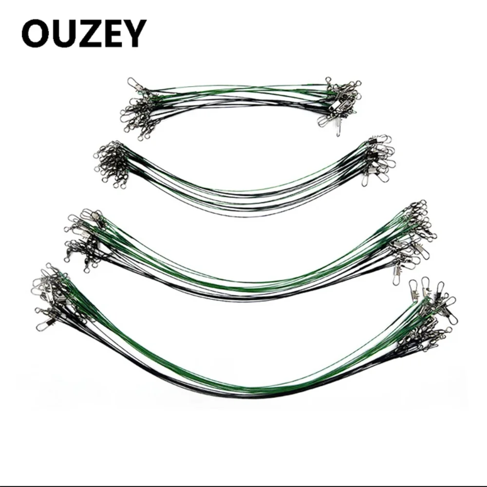 25 ชิ้น Anti Bite สายตกปลาเหล็กผู้นําลวดเหล็กหมุนอุปกรณ์ตกปลา Lead Core Leash สายตกปลาลวดตะกั่ว 1