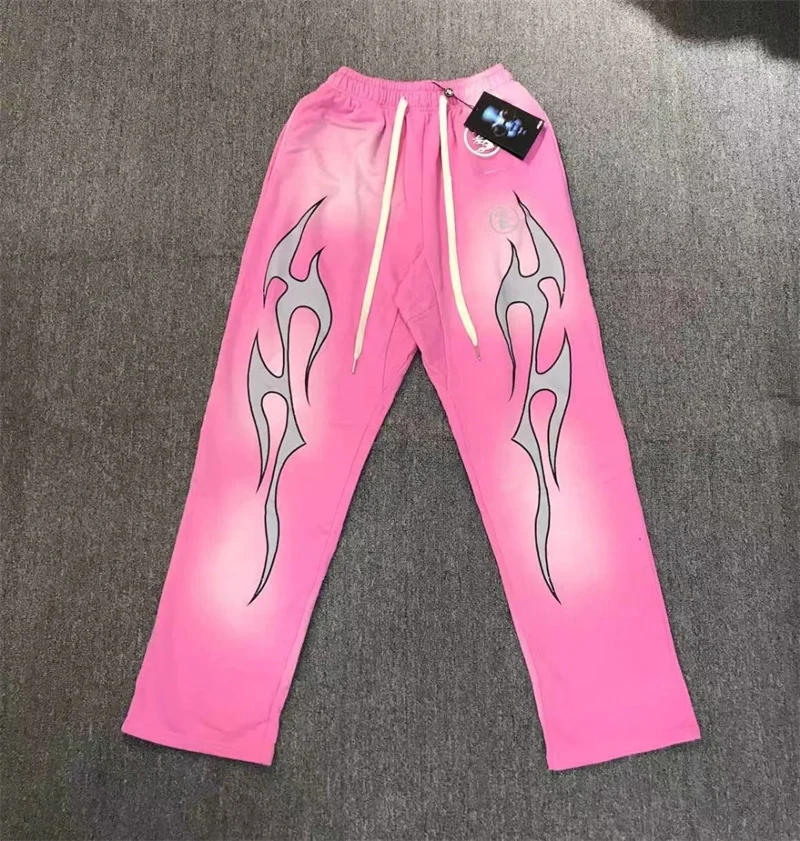 

Hellstar Pink Pants Drawstring Print High Street Label 1:1 Casual Sports Pants