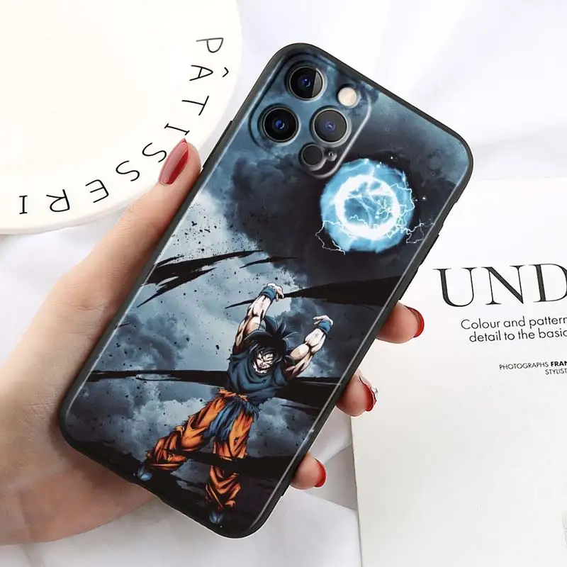 Funda de teléfono de Anime de Dragon Ball Z Saiya, cubierta negra para Apple iPhone 15, 14, 13, 12 Mini, 11, XS Pro Max, X, XR, 8, 7, 6 Plus, SE