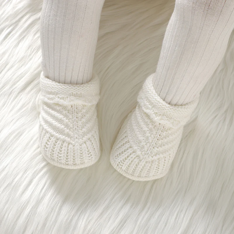 Newborn Baby Shoes Knit Infant Boy Girl Bed Boots Fashion Solid Warm Toddler Chlidren Footwear 0-18M Slip-on Clothes Accessories