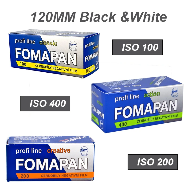 Fomapan 100 Película Negativa Preto e Branco Iso 100 200 400 3rolls 120 mm