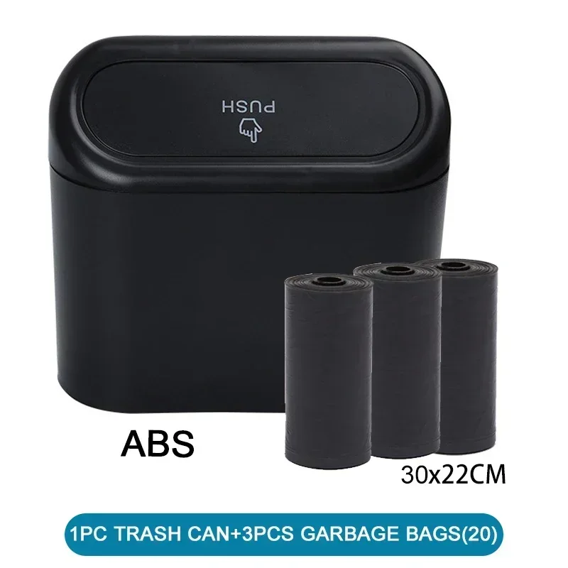 1PC Leak-Proof Mini Car Trash Can with Lid - Includes 60/300 Disposable Bags for Vehicle Interior Waste Management