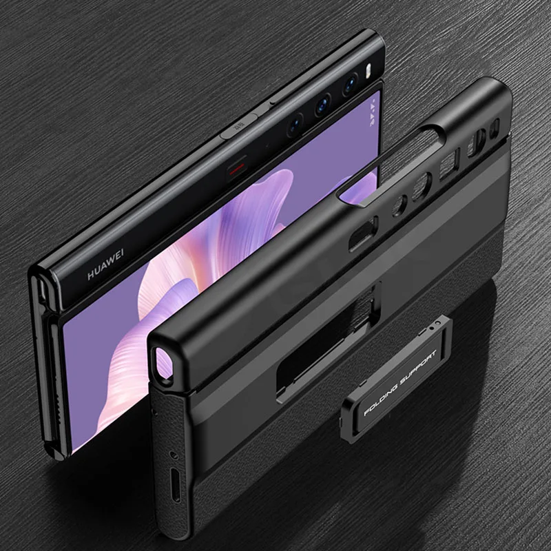 Luxurious PU Leather Bracket Case - Anti-Knock Protective Stand with Plastic Frame Cover