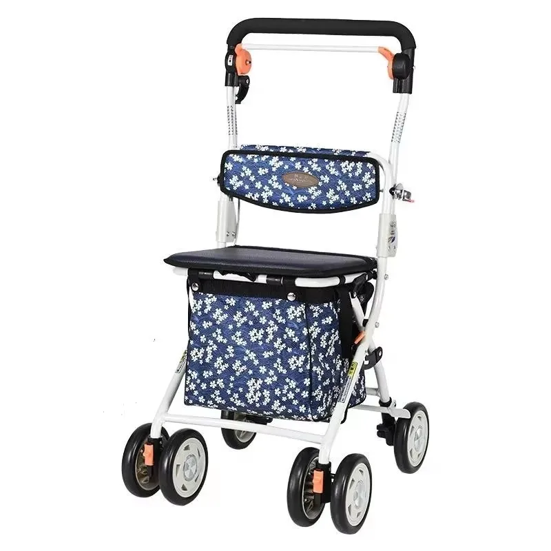 Old people's walking cart folding shopping cart can take four rounds to buy food and push for the elderly.