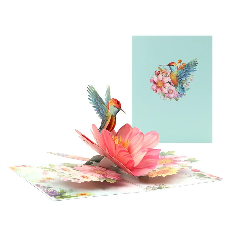 Hummingbird Pop Up Card 3D Greeting Cards for Mom Dad Wife Friends Colleague Birthday Mothers Day Fathers Day