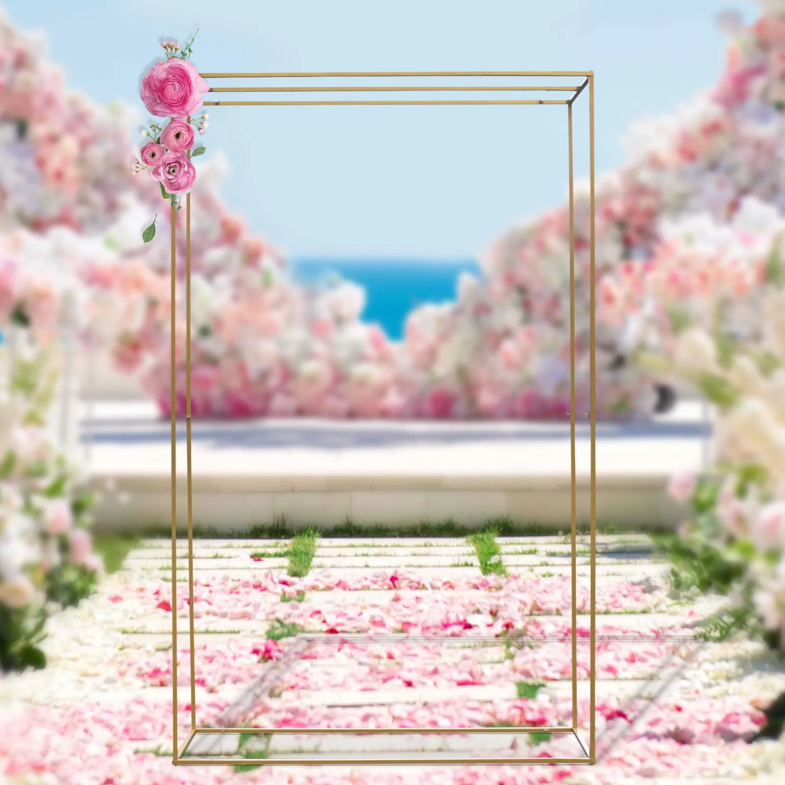 Metal Wedding Arch Rectangle Backdrop Stand Balloon Flower DLY Decor Frame For Wedding Party Gathering