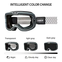 New Design Motorcylce Open Face Goggle With Photochromic Lenses Antifog Double Len For Men Clear Day Smoked Len Night Clear Len