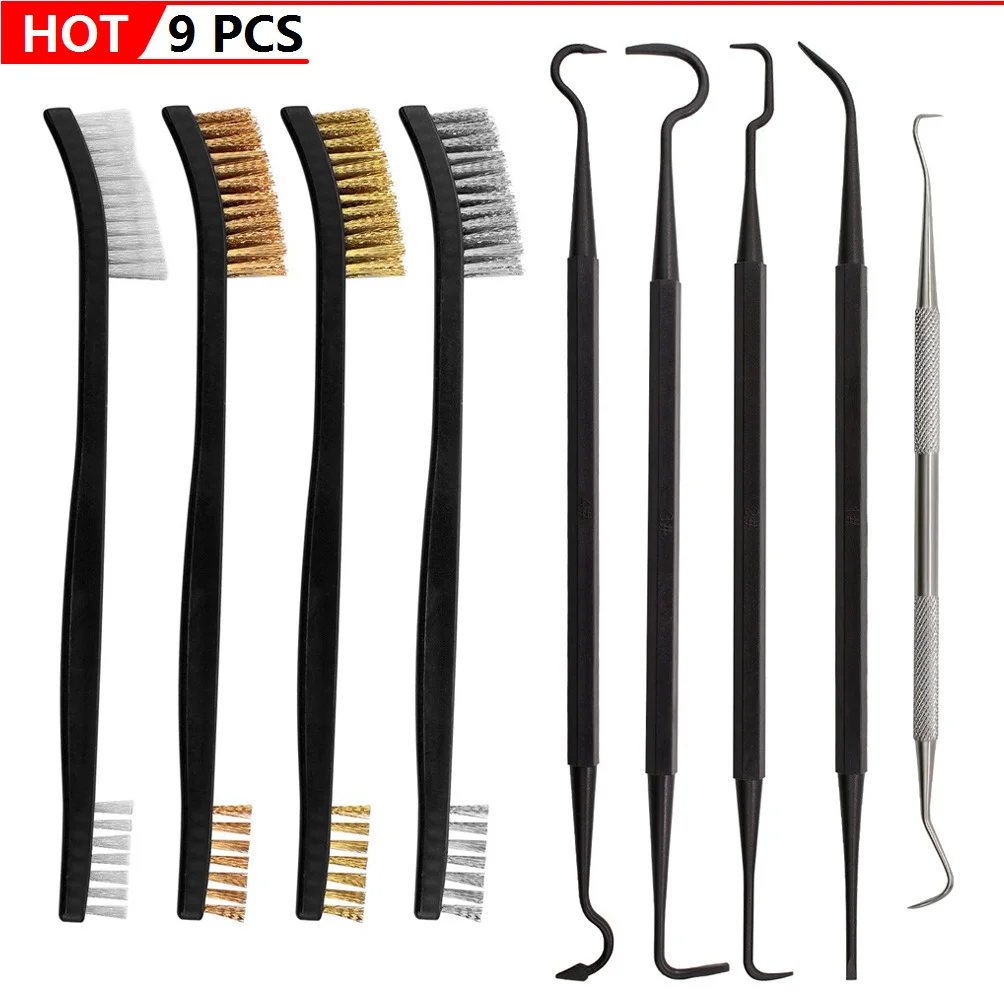 

Multipurpose Car Detailing Cleaning Tool Accessories Wire Brushes and 4 Nylon Picks Pick and Brush Set Double-headed Kit