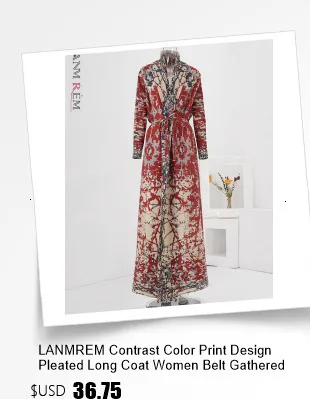 Description Picture 2 of itemLANMREM Vintage Pleated Trench Coats Women Lapel Print Lace-up Full Sleeve Loose New 2025 Female Long Windbreaker 32S1011