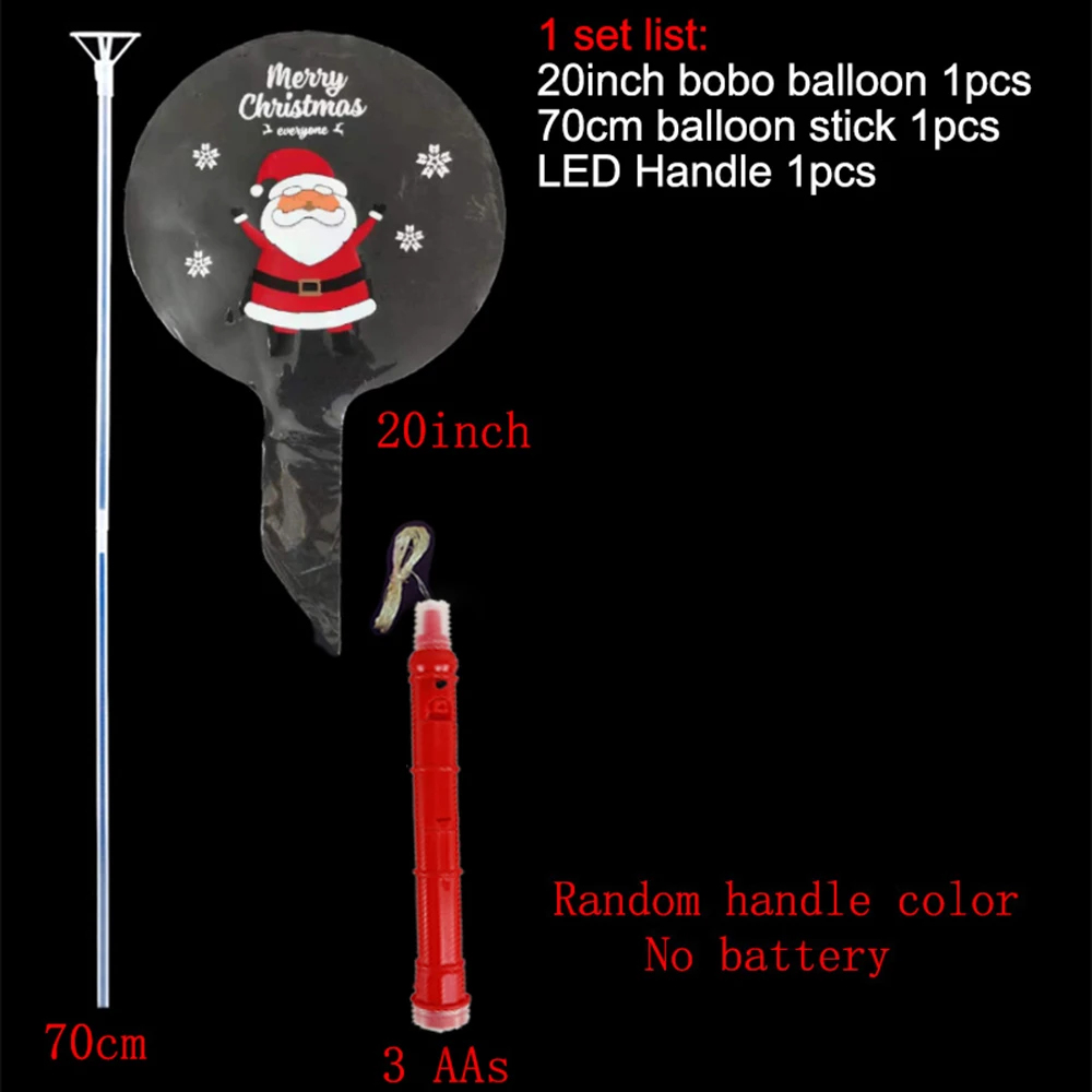 thumbnail image 1 of Globos Bobo con luces LED de 10, 20 y 30 piezas, con 3 niveles de iluminación y asa intermitente, para decoración de fiestas navideñas, con estampados de Papá Noel, 1 of 5