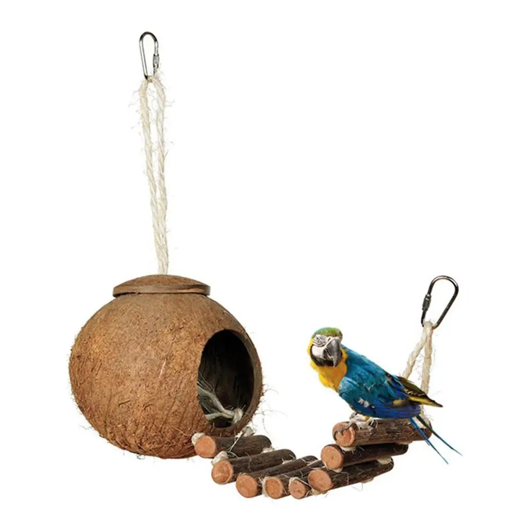 Hanging Bird House Cage Toy For Pet Bird Natural Coconut Fiber For Bird Nest Breeding Nesting Box