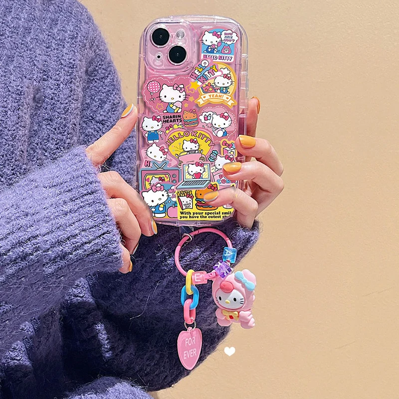 thumbnail image 1 of Funda de TPU con llavero de gato de Hello Kitty en 3D para IPhone 14, 13, 15 Pro Max, 14, 15 Plus, 11, 12 Mini, 6, 6s, 7, 8 Plus, X, XR, XS Max, 1 of 4