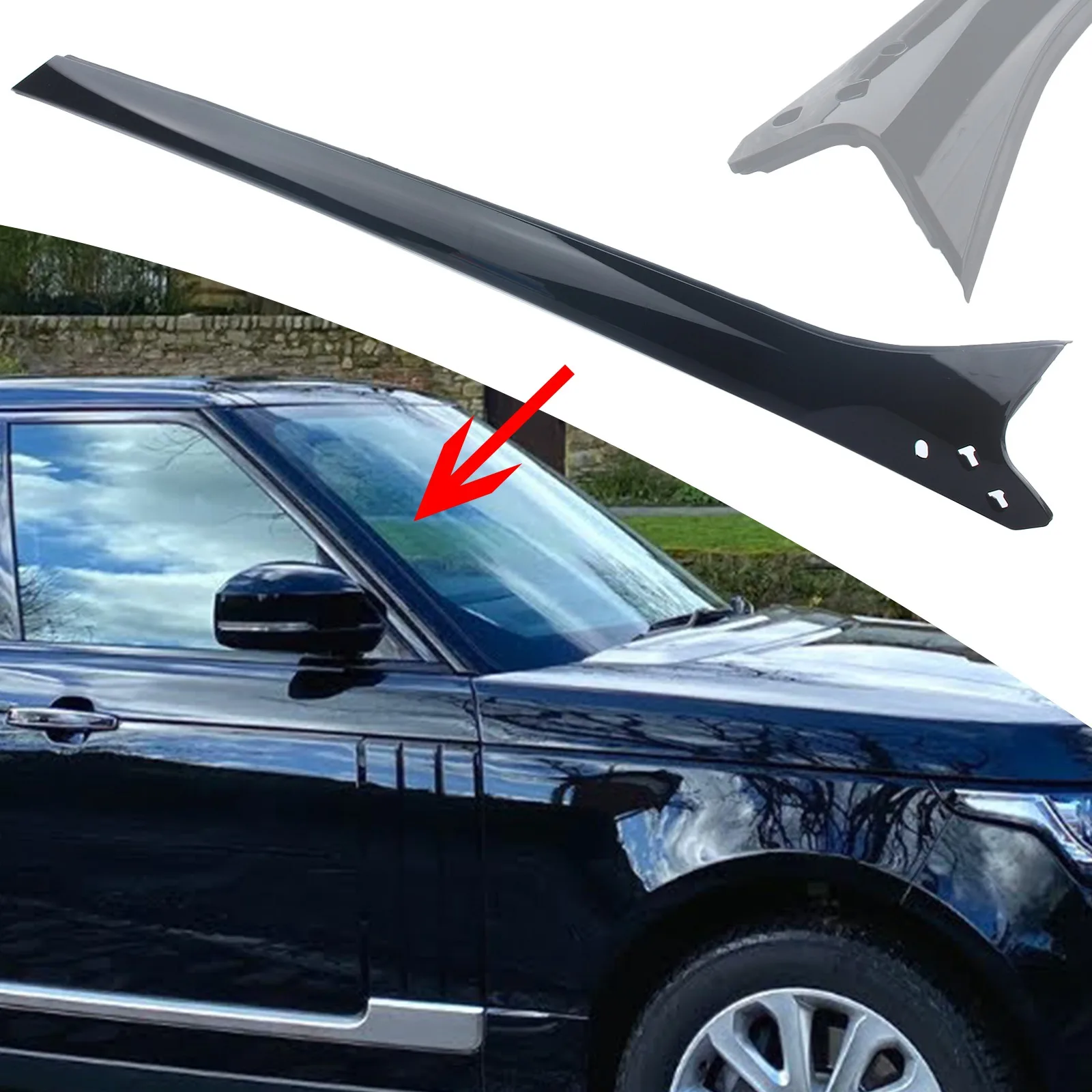 For Land Rover Range Rover 2013- Black Car Wind Shield A Pillar Trim Molding LR076494 LR064783 LR076493 LR064784 ﻿