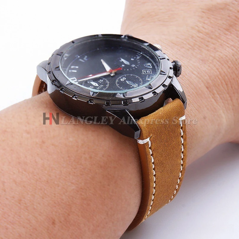 Vintage Quick Release Genuine Cowhide Leather Watch Bracelet Strap