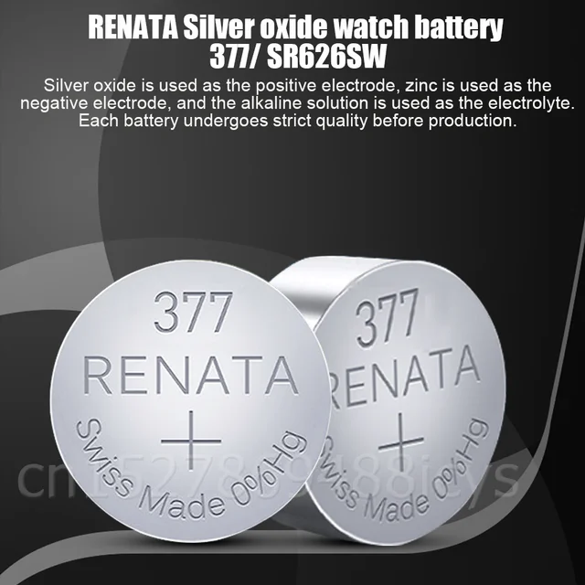 Renata 377 SR626SW 1.55V Silver Oxide Watch (2 Batteries) - Made