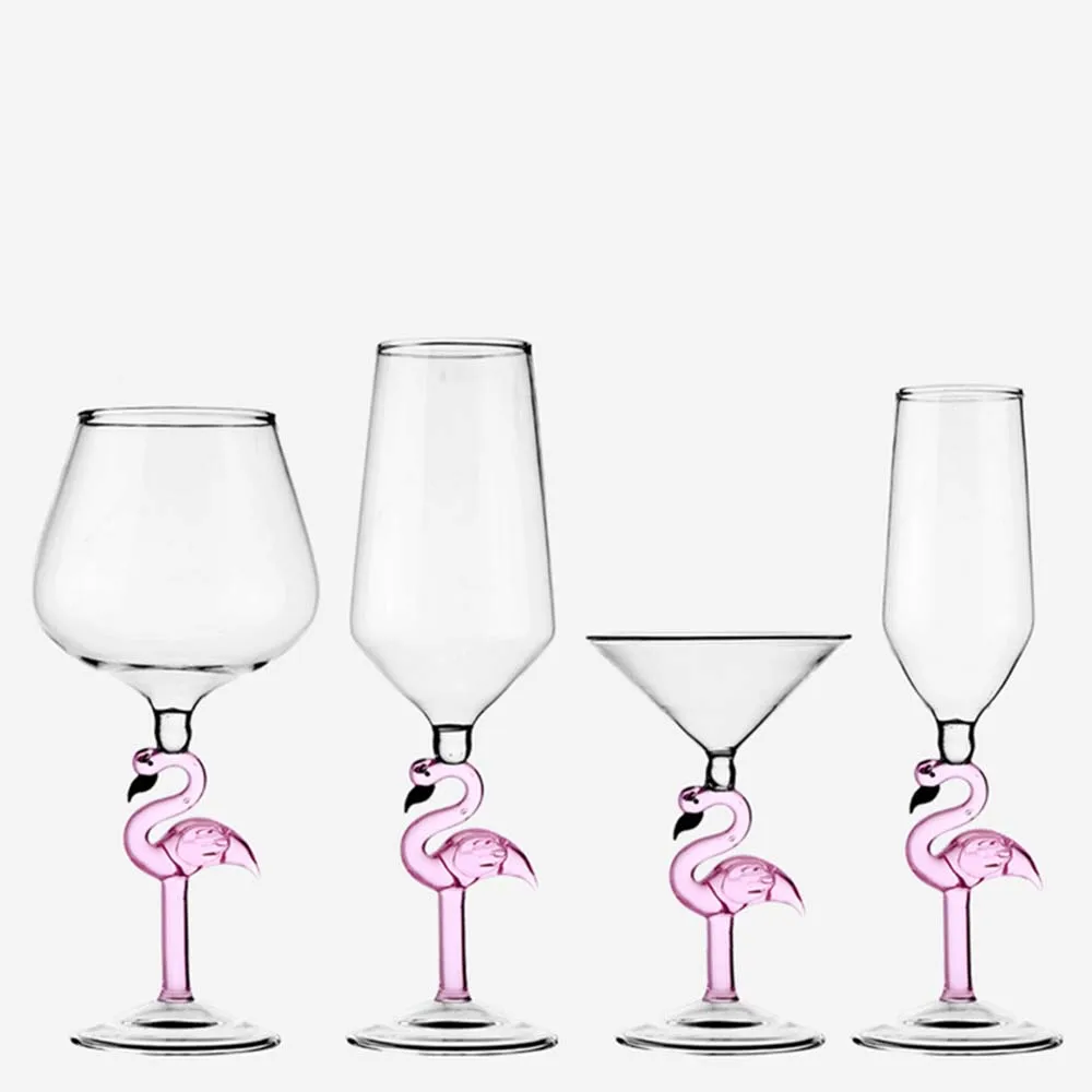 Pink Flamingo Cocktail Glass Crystal Champagne Wine Cup Martini Calice Per Matrimoni Celebrazione Feste Di Ringraziamento Amante