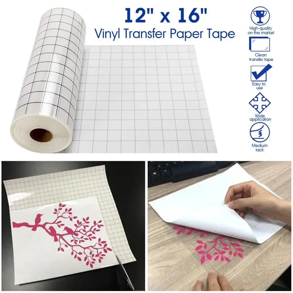 Vinyl Transfer Paper Tape Roll with Alignment Grid Application Tape for Silhouette Cameo Adhesive Vinyl for Decals Signs