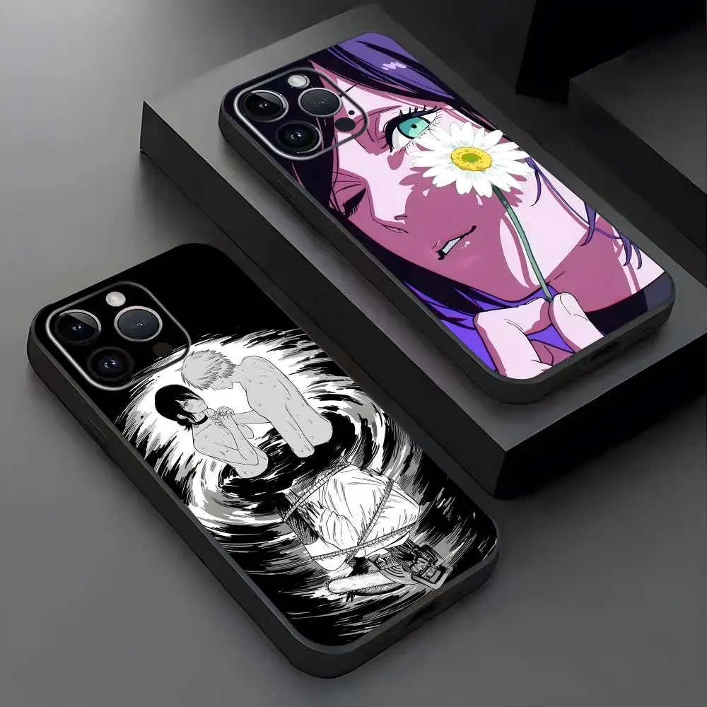 Premium Anime Chainsaw Man Shockproof Phone Case - Soft Black Cover